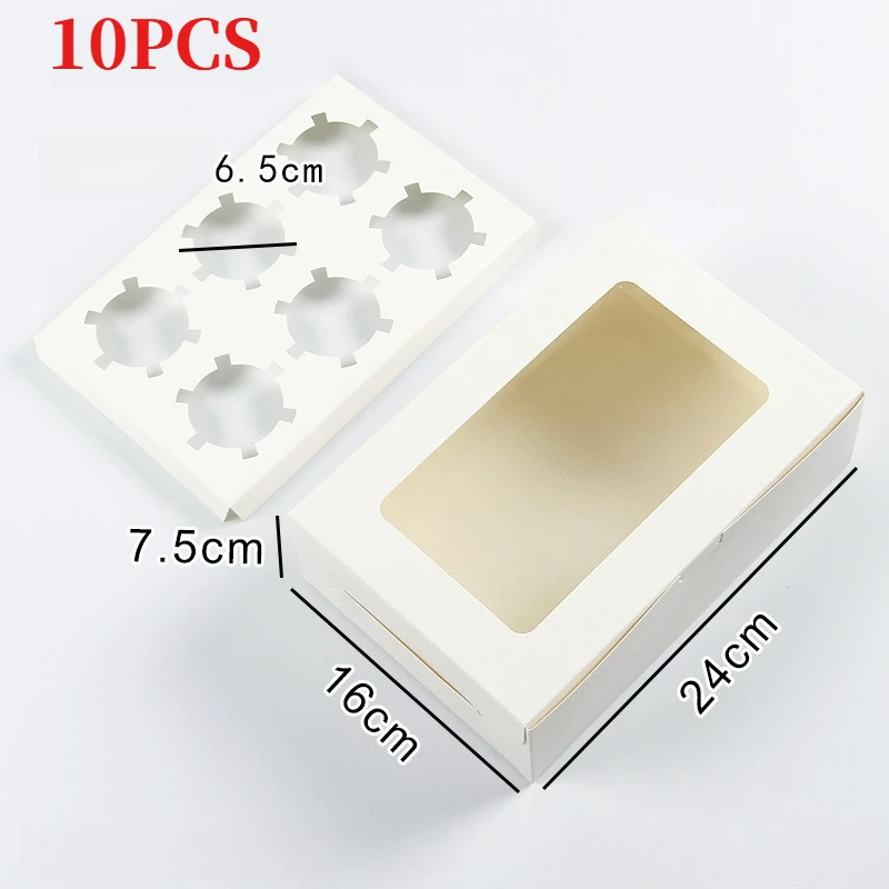 Cupcakedoos 6 gaten - Wit (10 stuks)