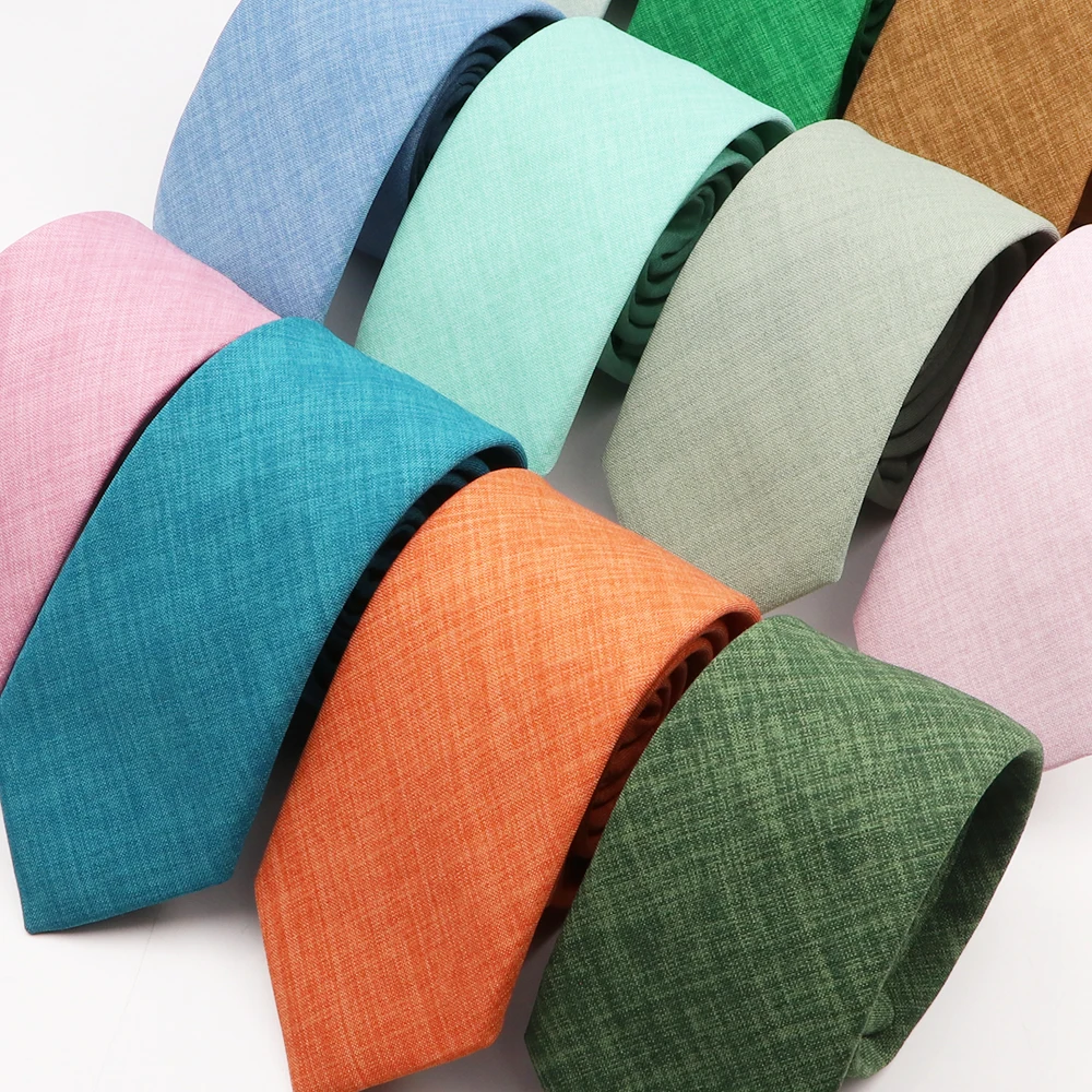 Neck Tie Solid Color Cotton Necktie 6.5cm