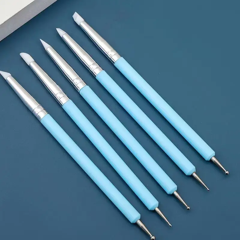 Double-ended Dotting Tools Set Nail Art Embossing Tools Pottery Craft Art Silicone Brushes Pottery Clay Accessories 5pcs/set pottery tools clay sculpting tools pottery sculpting tools clay craft tool mandala dotting tools
