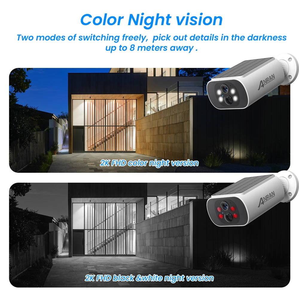 ANRAN 4MP Wifi Solar Battery Camera Kit Surveillance Security System Humanoid Detection Siren Alarm Outdoor Wireless Camera Set 5
