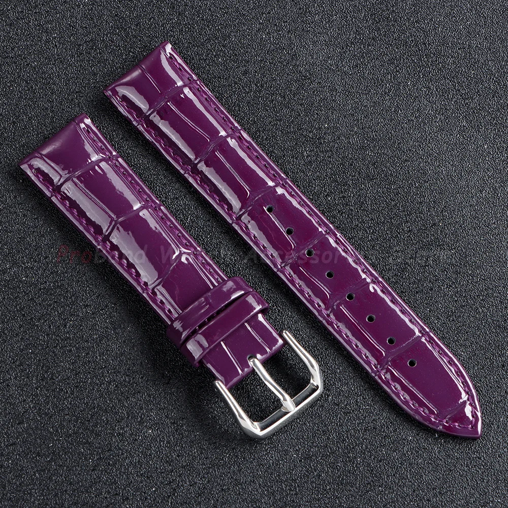 Premium Shiny Leather Watch Strap Replacement Bracelet