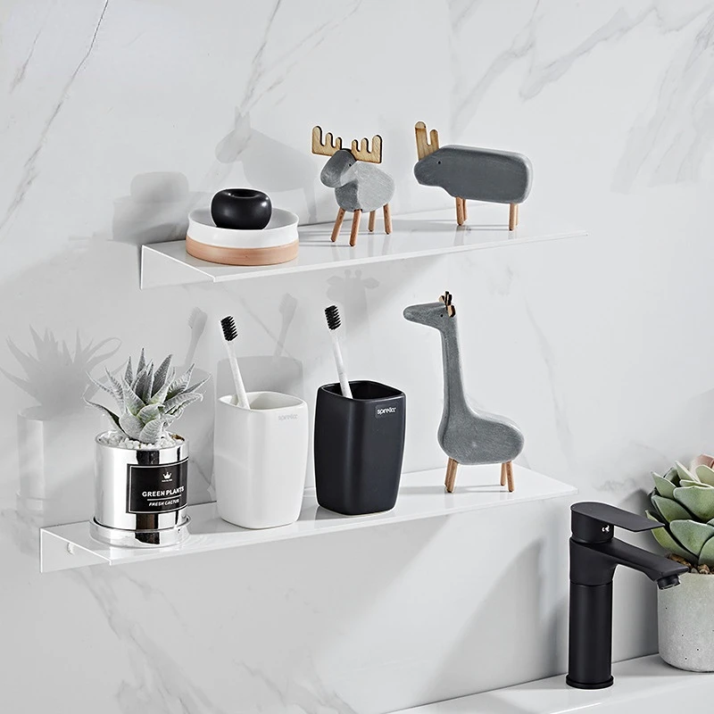 BrushedBlackWhiteBathroomStorageRack3060cmModernBathroom