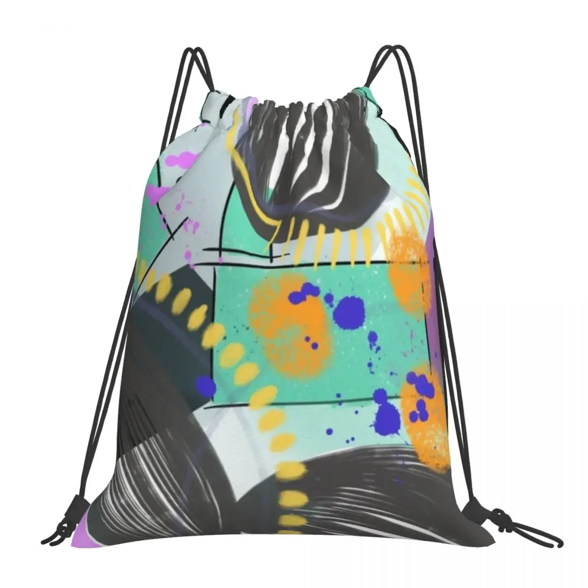 

Vibrant Abstract Design Backpacks Fashion Portable Drawstring Bags Drawstring Bundle Pocket Sports Bag Book Bags For Travel