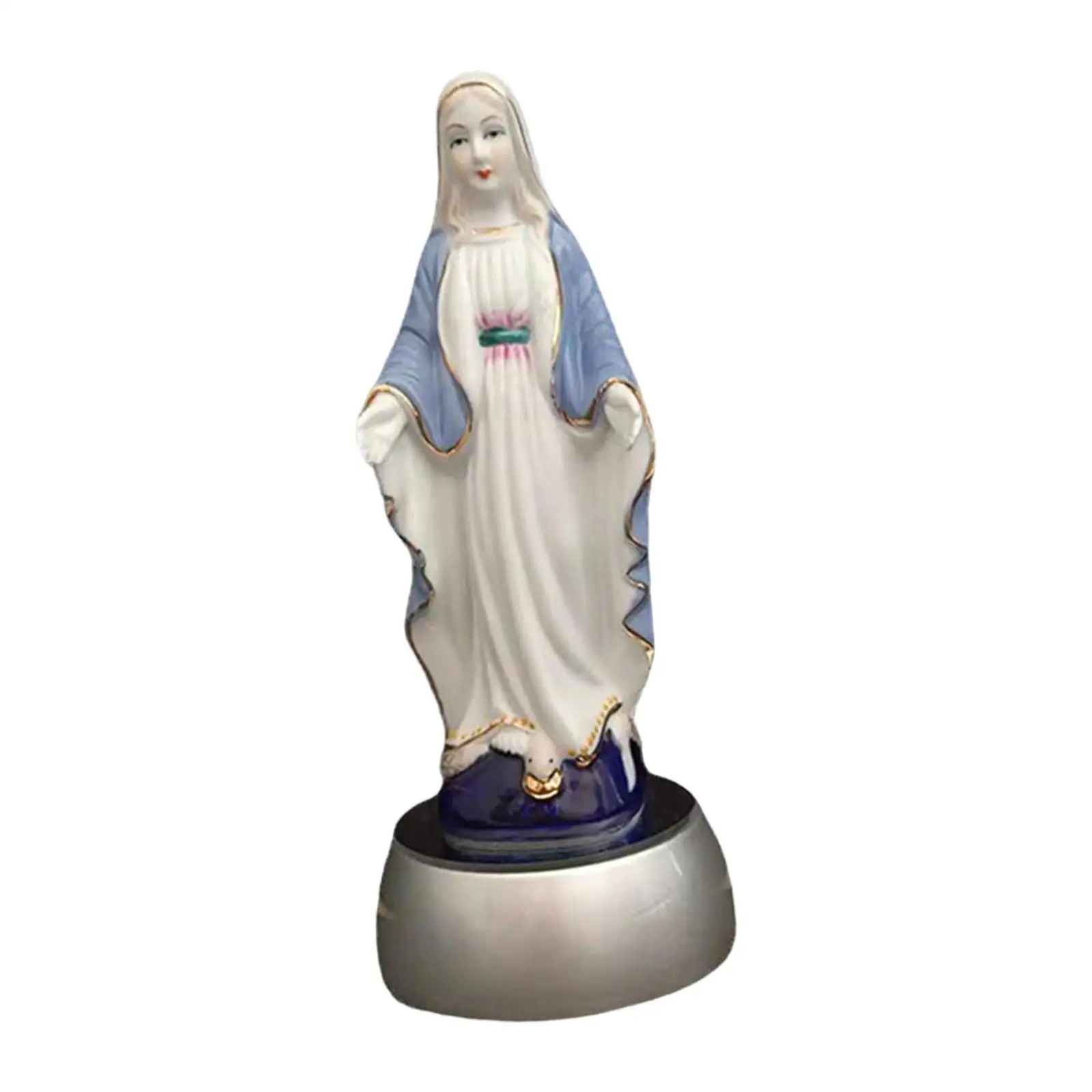 Bedside Table Lamp Ceramic Mary Statue Dining Room LED Night Light