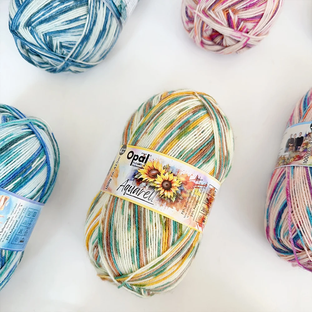 100g Opal Aquarell 4ply Sock Yarn, 75% Wool 25% Polyamide Space Dyed Colourful Yarn, Fluffy Breathable for Sock, Sweater & Hats 5