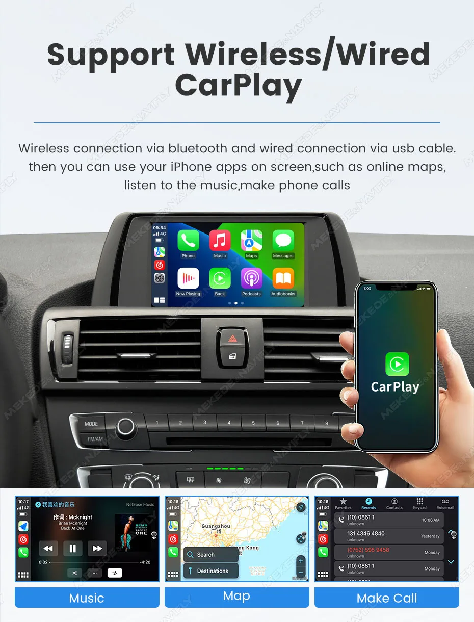 MEKEDE Neu eingetroffen: Original-Automobilmodul, aufgerüstet für BMW Serie 1 2 3 4 5 6 7 X1 X3 X4 X5 MINI E60 E80 E70 F25 F20 F30 F25 CIC NBT Vo Box CarPlay Set-Top-Box ohne Auto-Android-Unterstützung, YouTube, HDMI-IN, 1080P-Kamera – Detail 12
