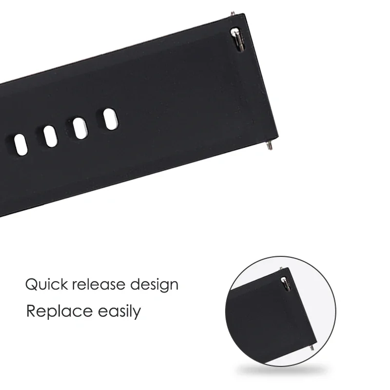 Universal Quick Release Silicone Watch Strap - Soft Rubber Wristband, 20mm & 22mm Sizes