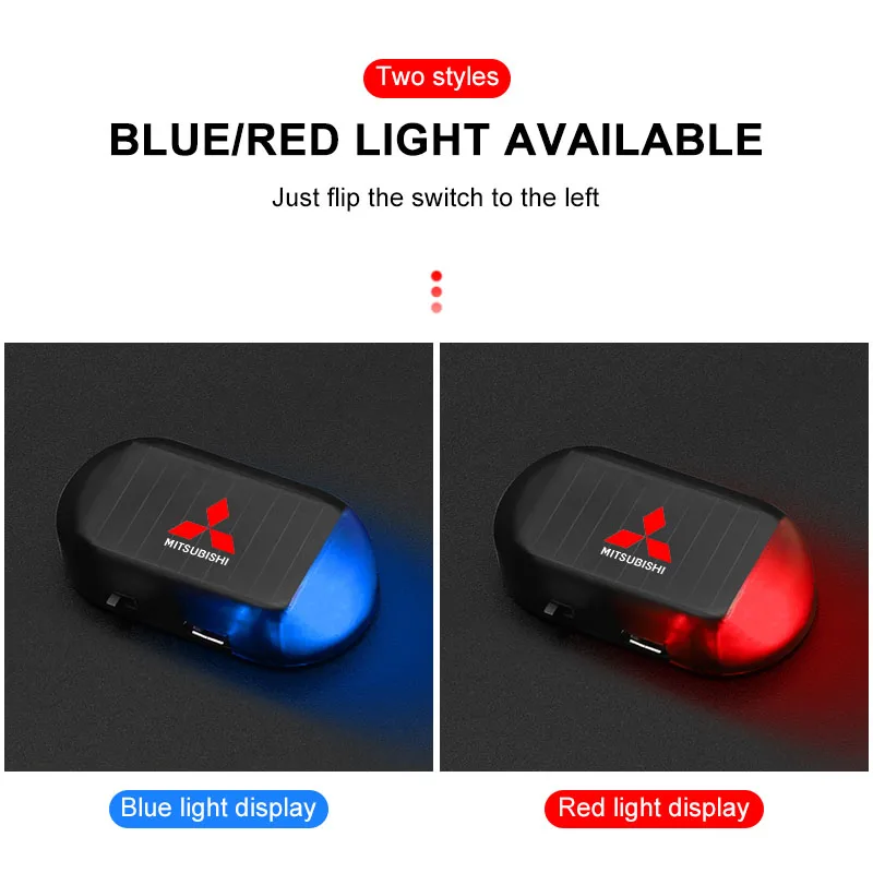 자동차 가짜 보안등 태양열 구동 범용 경고 LED 라이트 알람 램프 미쓰비시 랠리아트 센터 허브 캡용 도난 방지
