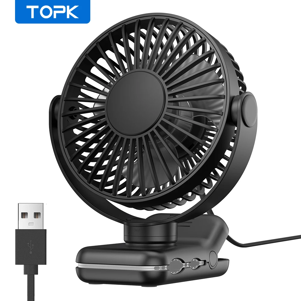 Topk-مشبك صغير محمول على مروحة ، مروحة مكتب USB ،...
