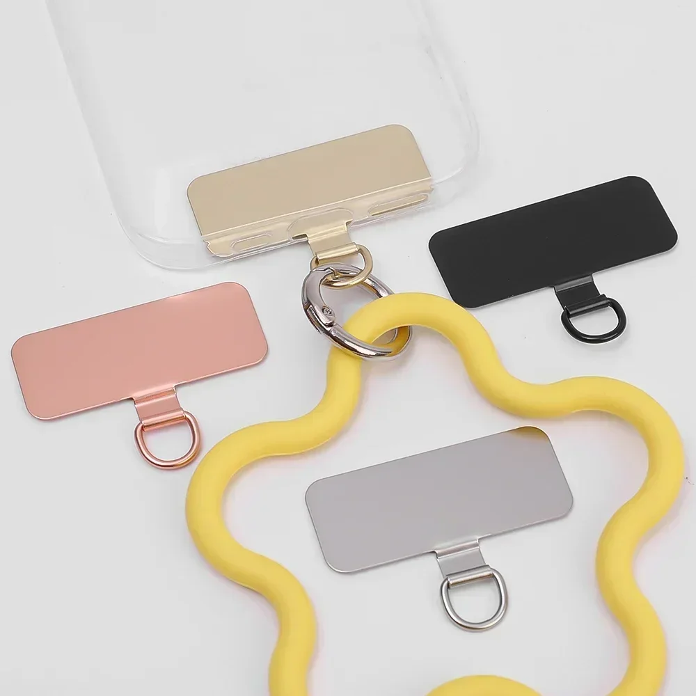 Phone Lanyard 3PCS Stainless Steel Patch Gasket Ultra-thin Metal Hanging Cord Tether Tabs Replacement Safety Connect Piece