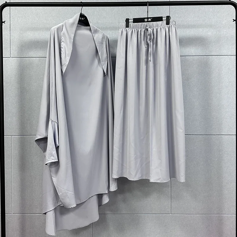 Islam Ramadan Abaya Loose Two-piece Set Muslim Sets Long Dress Set Solid Color Dress Ensembles Musulmans