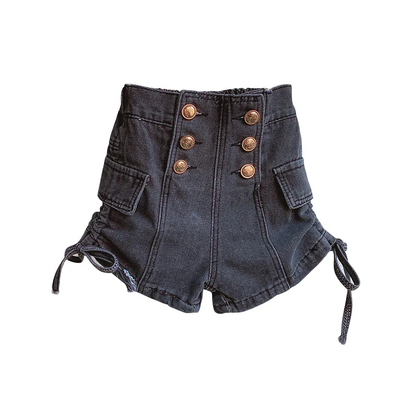 Cute Shorts Kids Clothing Girls Shorts Summer Dress New Korean Children Drawstring Button Jeans Fashionable Hot Pants