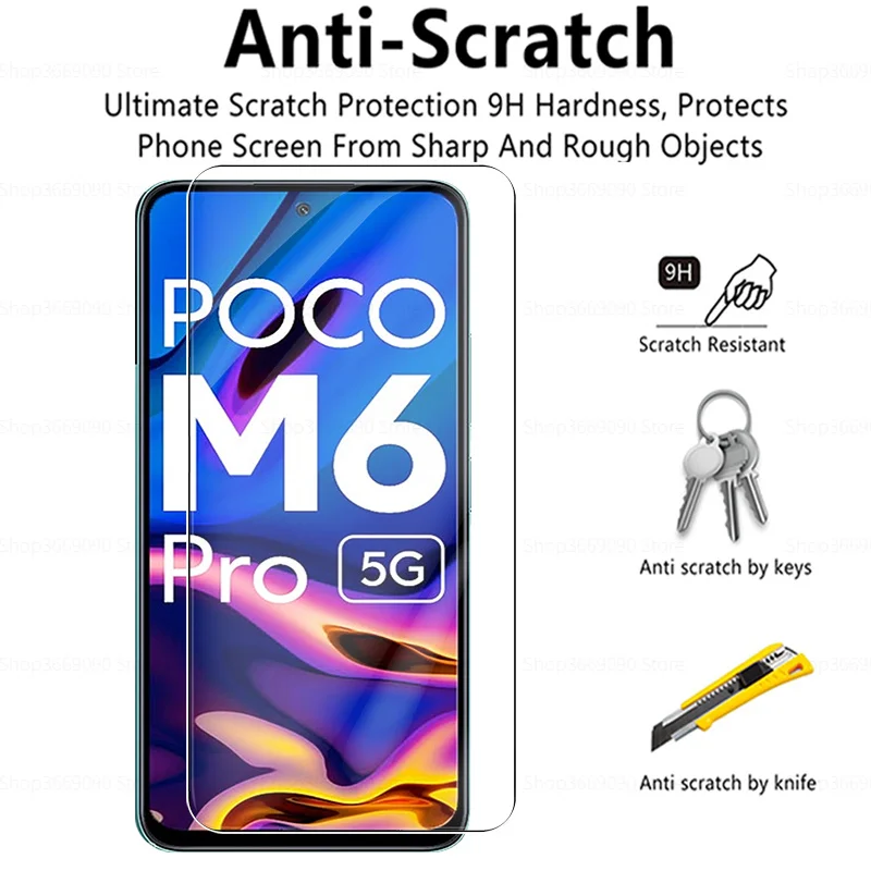 Protective Glass Case 3PCS For Xiaomi Poco M6 Pro 5G HD Tempered Film Pocco M 6Pro 6 Pro M6Pro Screen Protectors Cover 6.79inch
