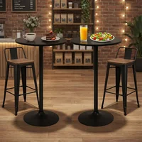 2 Pack 40 Inch Round Bistro Pub Table, Standard Height Cocktail Table, Compact High Top Table for Home Kitchen Dining Room