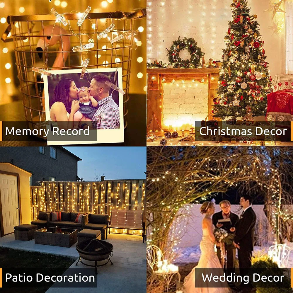 Decorative Lights Photo Clip String Lights LED String Lights LED Fairy Lights String Lights USB Powered With Clips For Bedroom Party