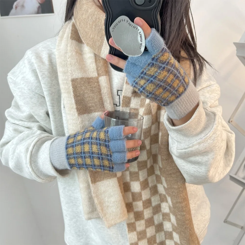 

Half Finger Fingerless Gloves Fashion Knitted Keep Warm Half Finger Gloves Elastic Thick Driving Gloves Winter