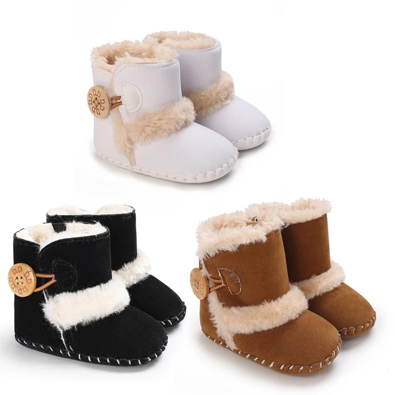 Winter Baby Boots Infant Girls Boys Warm Fashion Solid Shoes Non Slip Crib Shoes First Walkers Kid 0-18M