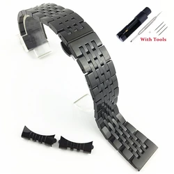 Premium Solid Stainless Steel Watch Strap with Versatile Butterfly Clasp - 22mm (Black)