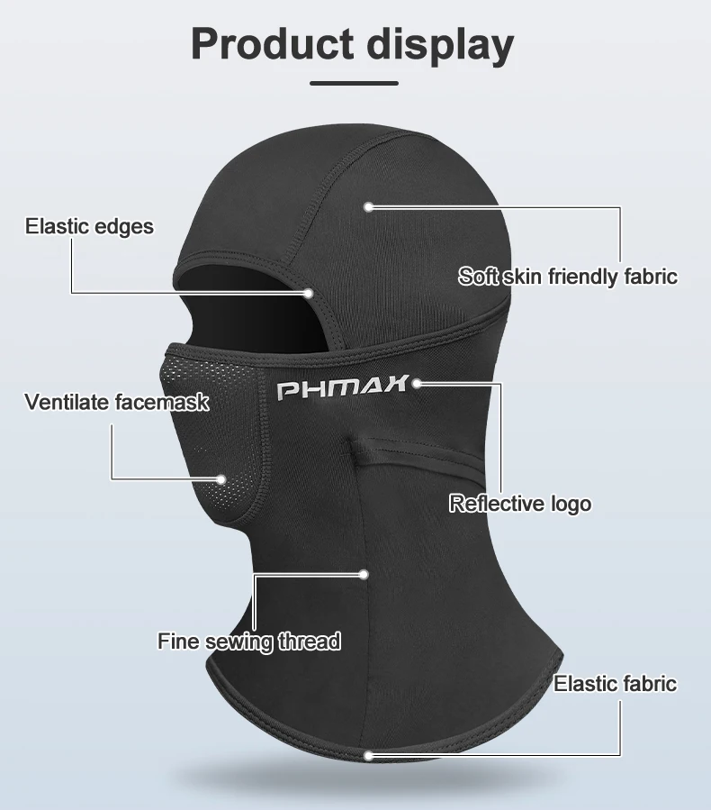 PHMAX Motorrad-Reitmaske, Windschutz und Wärme, atmungsaktiv, Vollgesichtsmaske, Sturmhaube, Mütze, Schal, Kapuze, Moto, Biker, Windkappe – Detail 3