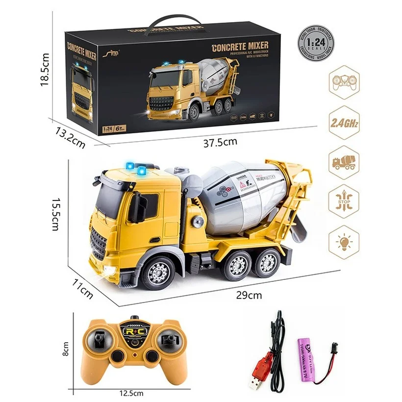 124 6ch Rc Car Rc Truck Concrete Mixer 2.4g Radio Remote Control