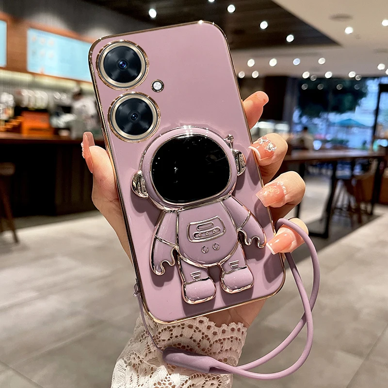 Huawei Nova 11i Nova11 11Pro 11 Pro Ultra 11Ultra için Elektrokaplama Astronot Darbeye Dayanıklı Yumuşak TPU Kickstand Kılıf_voghion.com