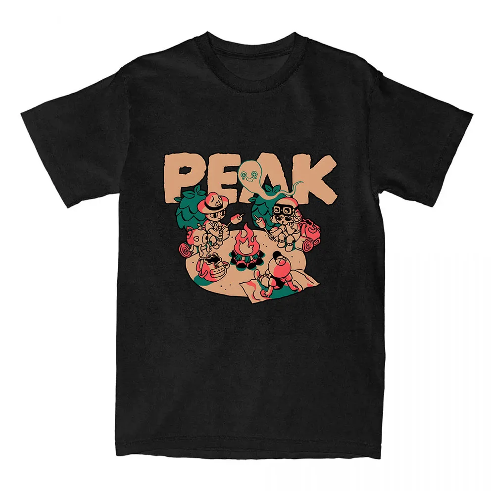 Happy Campers Peak Print T-shirt Baumwolle Lose Kurzarm Frauen T-shirts Casual Oansatz Unisex Streetwear Spiel Cartoon T Shirts