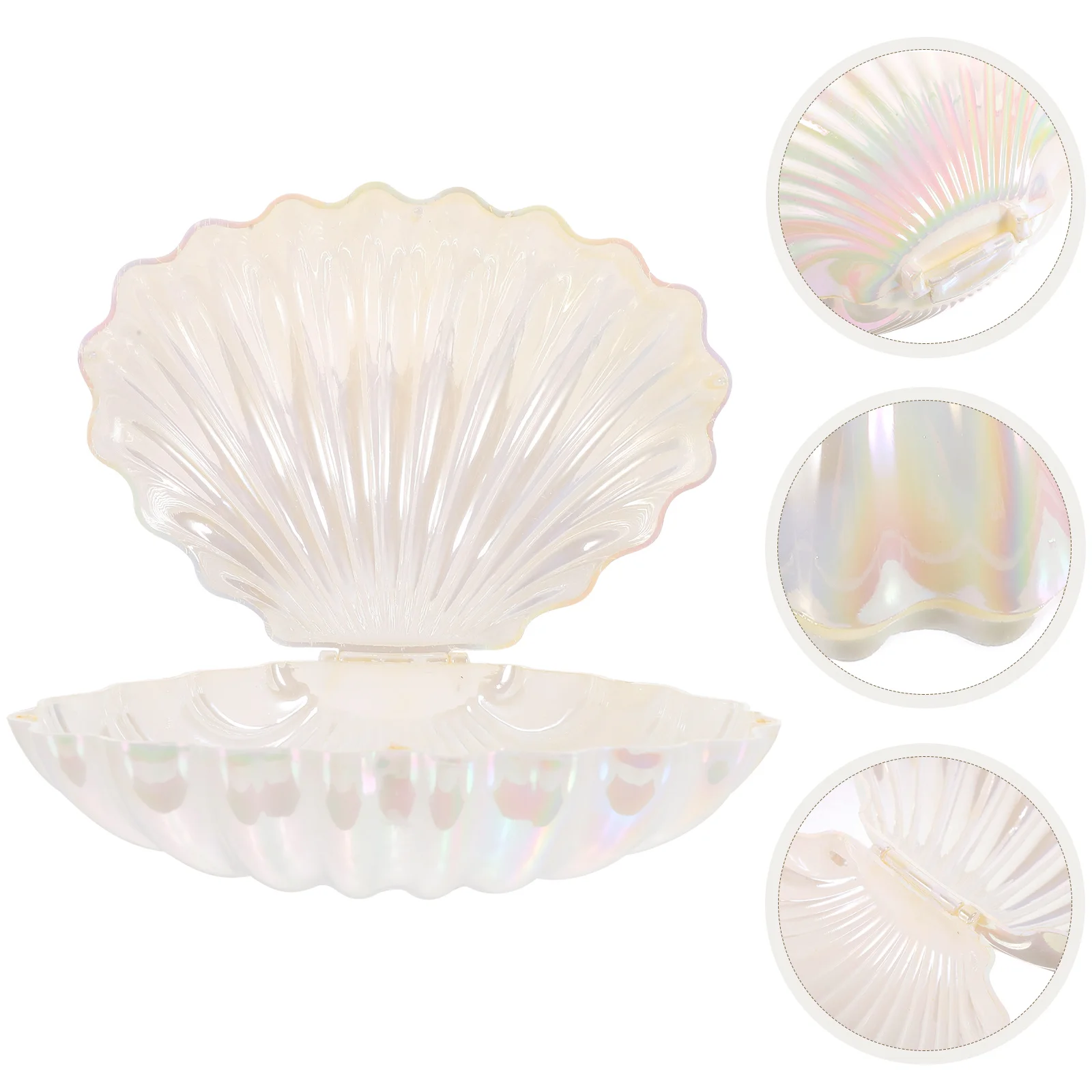 

Plastic Containers Party Favor Bracket Seashell Jewelry Dish Candy Holder White