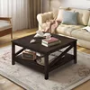31.5" Modern Square Wood Coffee Table With Open Storage Shelf For Living Room 1