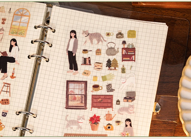 2sheets Creative Character Life Small Pattern PET Stickers DIY Diary Phone Case Scrapbook Aesthetics Stationery Stickers