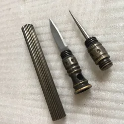 Ensemble de Mini cure dents en laiton, combinaison multifonctionnelle EDC pendentif clé, outils d'auto défense portables de coupe couteau à papier 2 en 1 