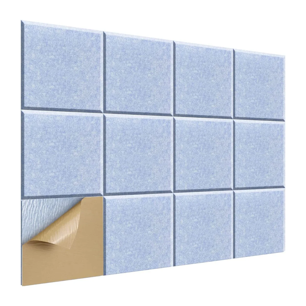 

12 Pack Self-Adhesive Acoustic Panels,12x12x0.4In Sound Absorbing Panels, for Recording Studio,Office,Home,Light Blue