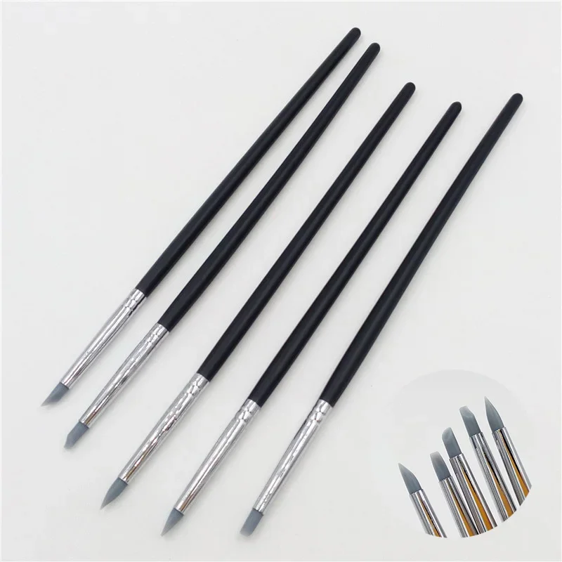 Nails Brush 5pcs Professional Manicure UV Gel Brush Pen Transparent Acrylic Nail Art Painting Drawing Brush Phototherapy Tools 3
