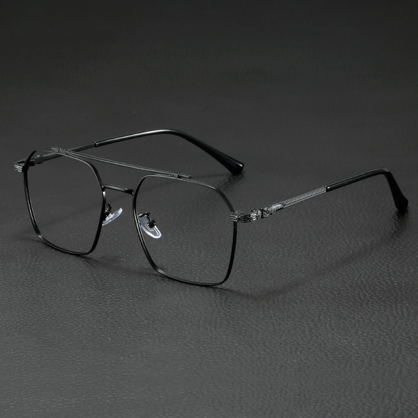 Retro ultraleichte Doppelstrahl-Flachlinse aus Metall für Männer und Frauen, große, klassische Freizeitbrille zum Abnehmen – Detail 2