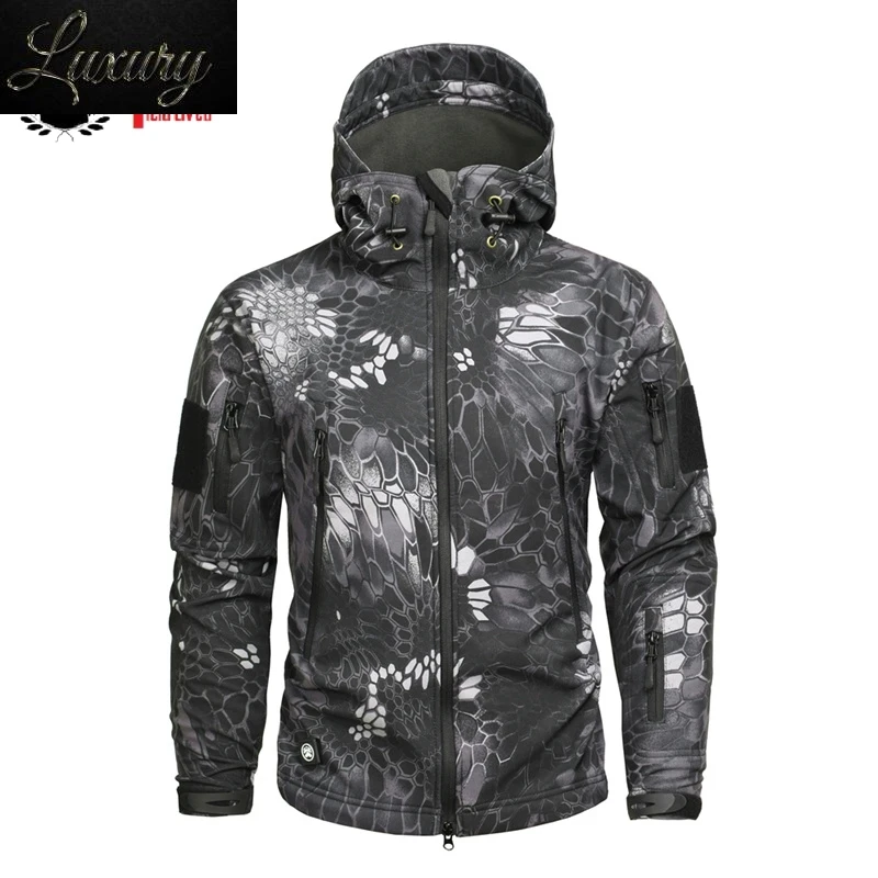 

Jacket Military Camuflage Men Tactical Army Sharkskin Softshell Windbreaker Autumn Winter Outerwear Camo Fleece Male Coat