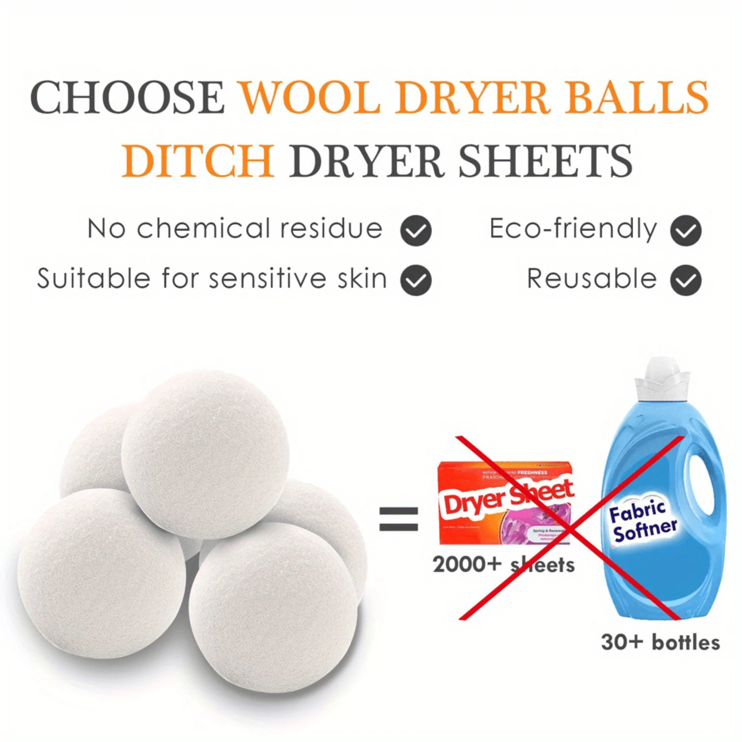 6pcs Wool Dryer Balls, Reusable Soft Laundry Balls For Faster Drying, Household Cleaning Supplies
