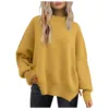 Fashion Solid Crew Collar Knitted Crew Neck Batwing Long Sleeve Knit Side Slit Pullover Women'S Clothing свитер женский оверсайз 4