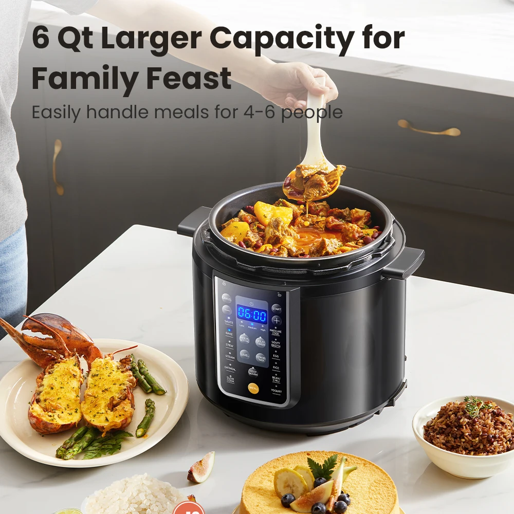 COMFEE’ 6 Quart 9-in-1 Electric Pressure Cooker 13 Presets Instant Multi Cooker Olla de Presion Slow Rice Cooker Non-Stick Pot 4