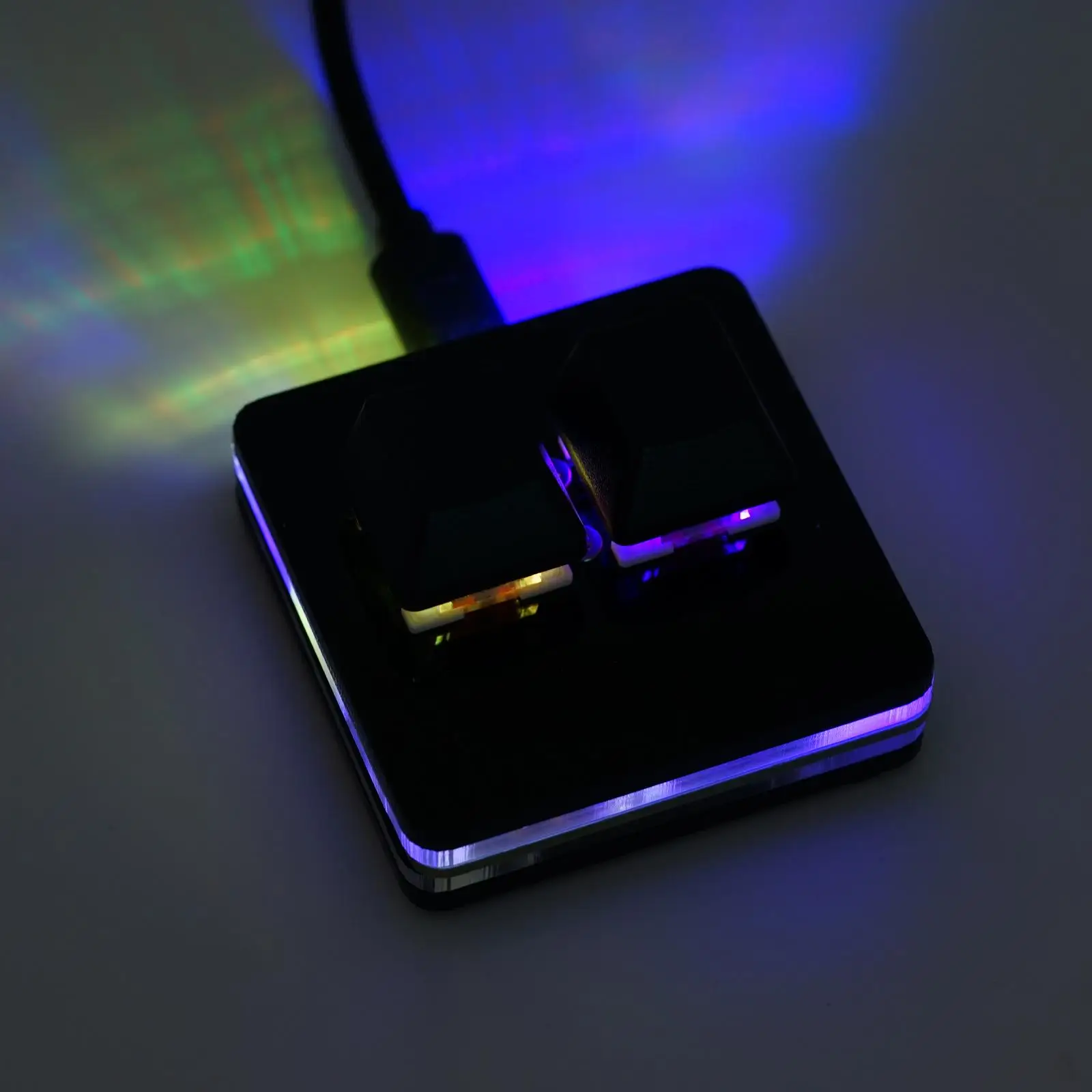 USB Mini Teclado Mecânico Preto, 2 Teclas,