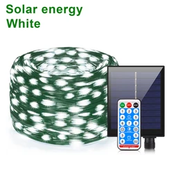 Large Solar Panel LED String Lights - Outdoor Fast Charge, 8 Modes, Waterproof Fairy Lights for Christmas, Weddings, Parties, and Garden Decor (White - Solar Power)