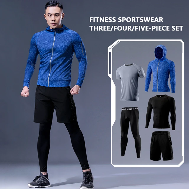 5 Pcs/Set Men's Tracksuit Gym Fitness Compression Sports Running