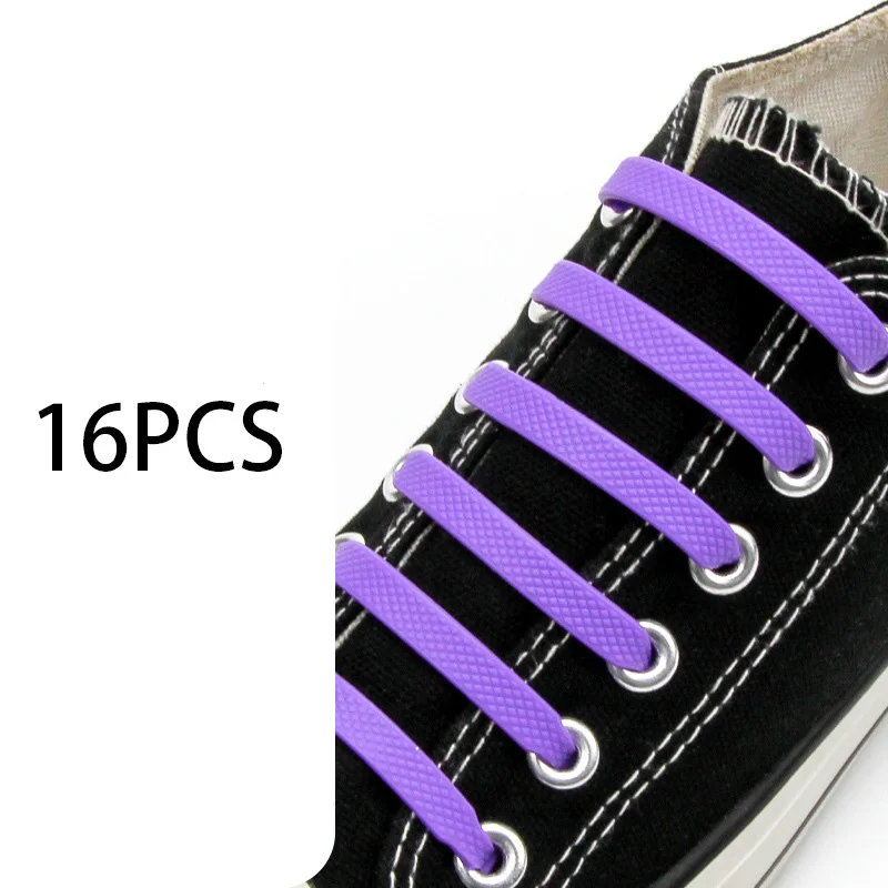 16 Teile/satz Keine Krawatte Schnürsenkel für Kinder und Erwachsene 13 Farben Elastische Silikon Schnürsenkel Lazy Sportschuhe Spitze Alle Turnschuhe Fit – Detail 14