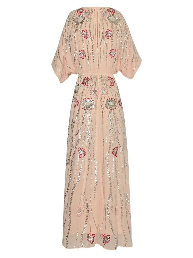 Extravagant Catwalk Summer Ladies Fashion High Quality Party Beading Sequin  Embroidered Classic Gorgeous Elasticity Long Dress - AliExpress 200000345