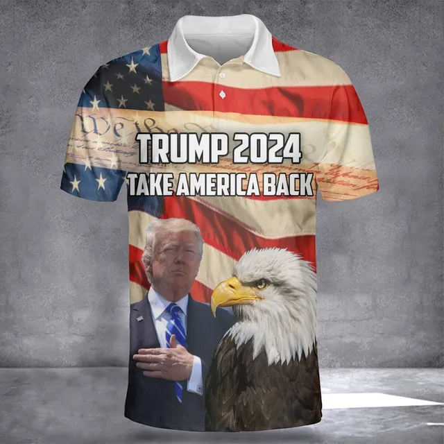 Trump 2024 Graphic Polo Shirts For Mens 3D Print America US Flag T-shirt Streetwear Donald Fans Polo Shirts Clothes Golf Wear 5