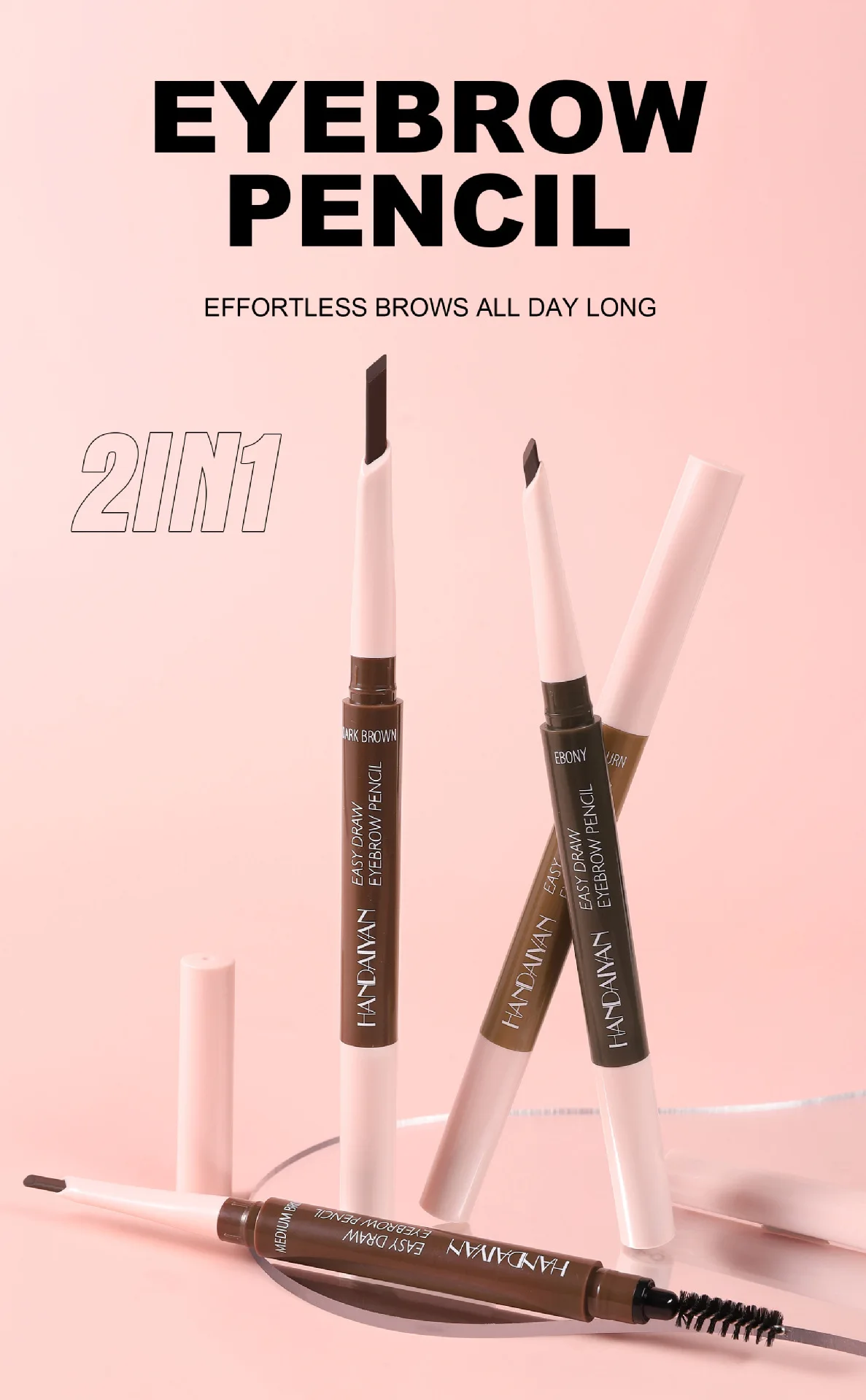 Description Picture 2 of item3D Natural Eyebrow Pencil Waterproof Double Head Thin Non Smudge Spiral Brush Perfect Brows Long Wearing Simple Application