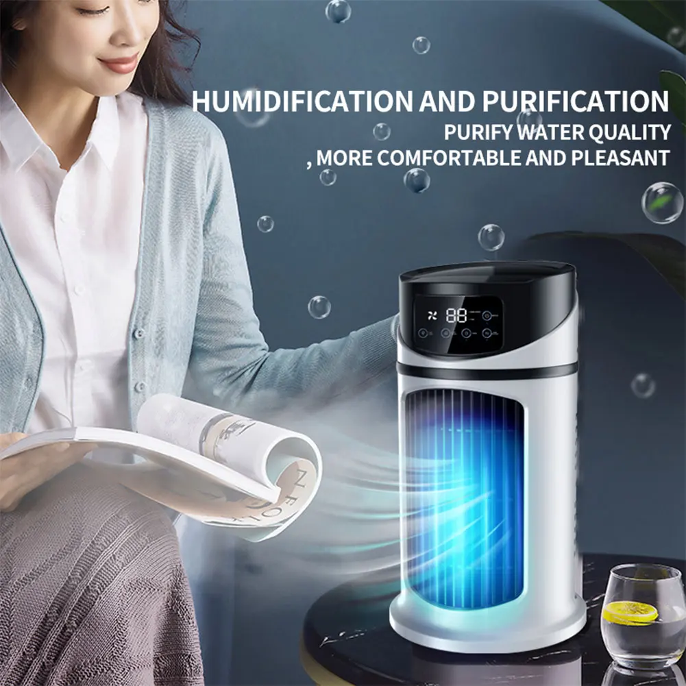 3 in 1 Portable Air Conditioner 6 SGears Wind Home Mini Air Cooler Adjustable Personal Quiet Table Fan for Office Bedroom Deskto