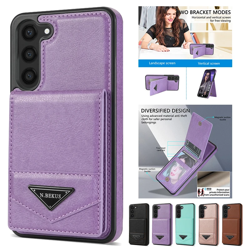 

Anti-theft Brush Wallet Flip Leather Case For Samsung Galaxy A04s A12 A13 A51 A52 A53 A54 S23 FE S22 S21 Plus S20 Note 20 Ultra