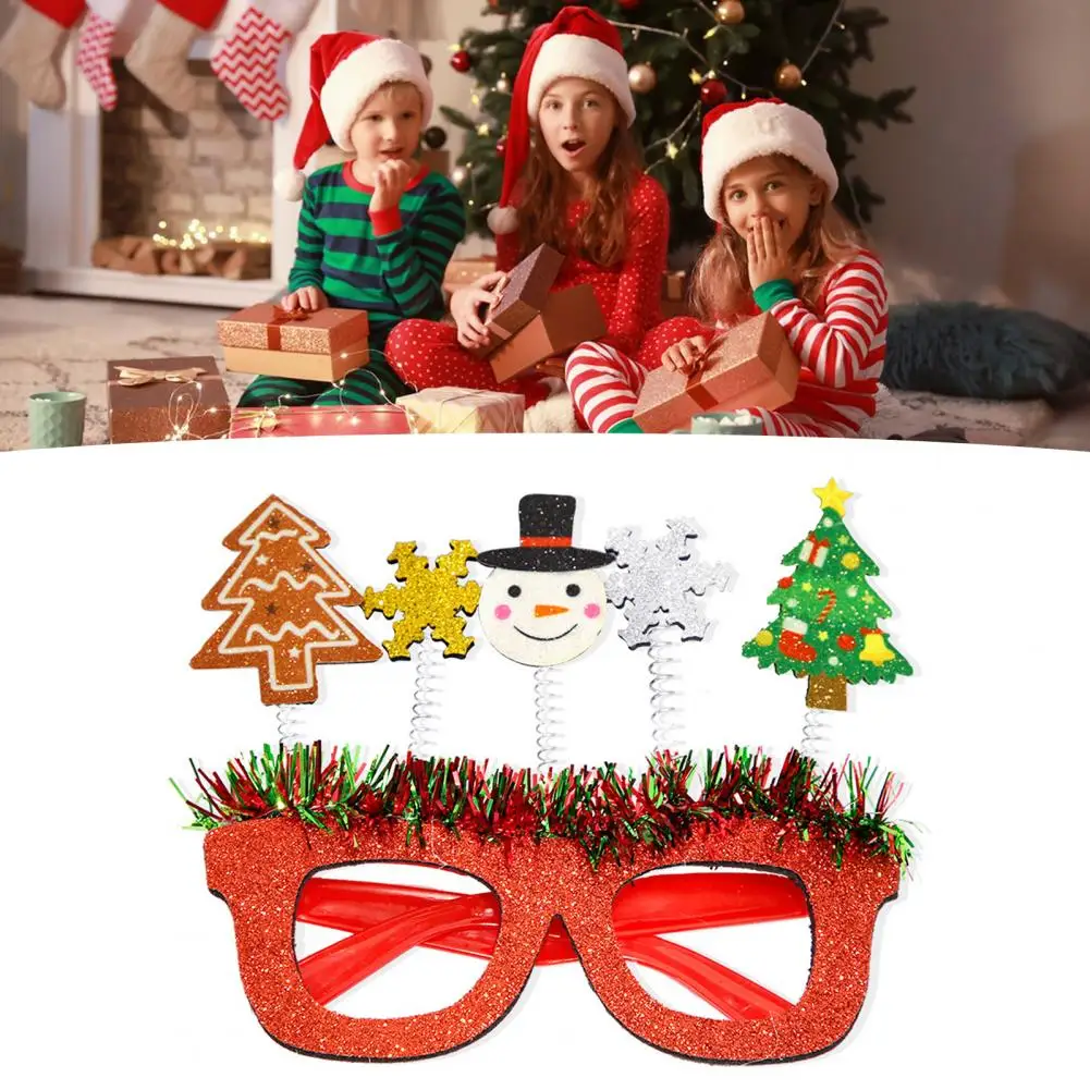 Festive Costume Accessories Festive Christmas Glasses Set Santa Hat Snowman Tree Glitter Frame Eyeglasses for Holiday Party