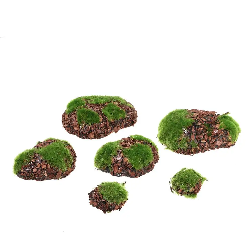 6 Teile/paket DIY Kunstrasen Holz Fee Garten Gefälschte Rock Blöcke Simulation Steine Grün Moos Stein Micro Landschaft – Detail 6