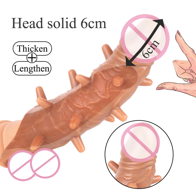 Male Reusable Penis Sleeve Testis Bondage Cock Extender Penis Ring Condoms With Scrotum Rings Penis Erection Erotic Toys For picture