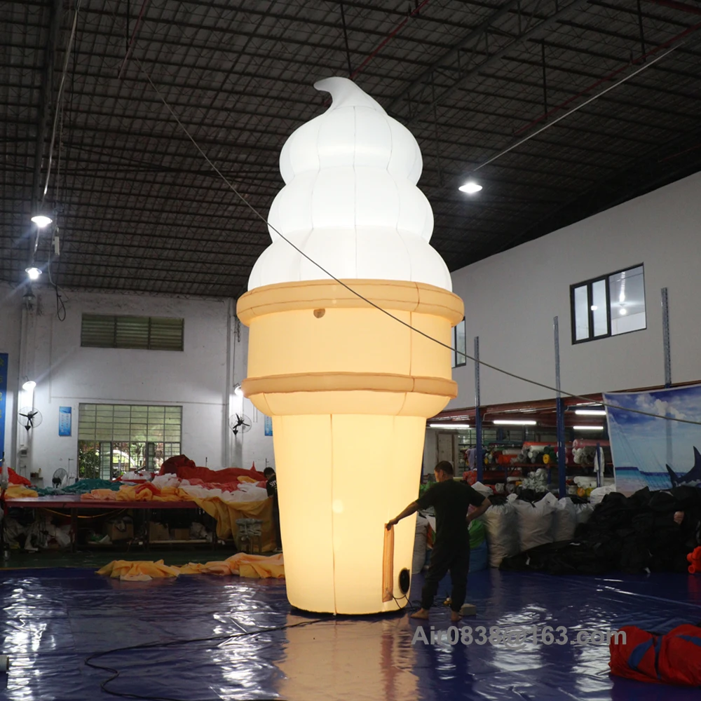 3m-6m Giant Inflatable Ice Cream Cone With Led Lights For Advertising Promotional Inflatable Ice Cream Model 2